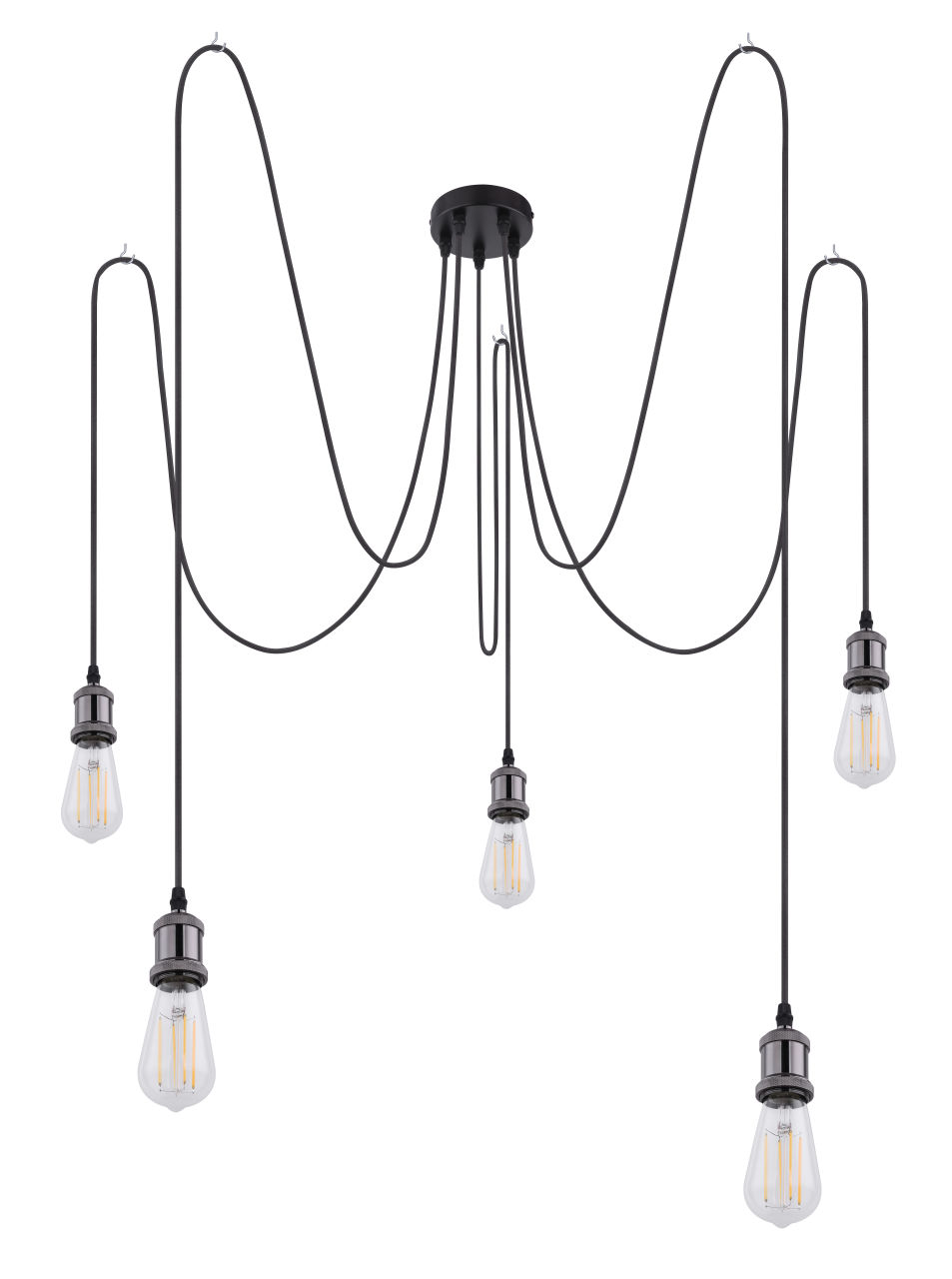 Globo Lighting - OLIVER - Hängeleuchte Metall schwarz, 5x E27