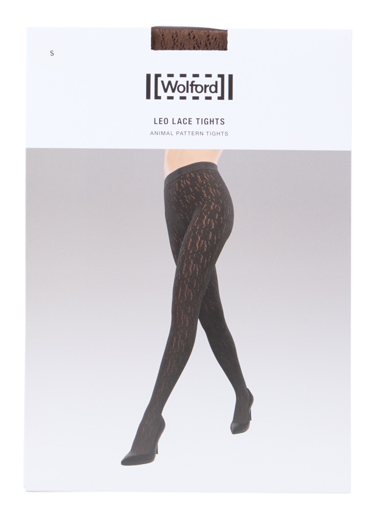 Wolford  Leo Lace netpanty met panterprint en logoband