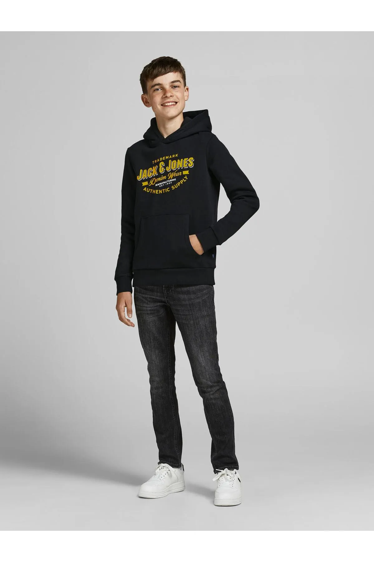 Jack & Jones  Sweatshirt Kapuzenpullover mit Kängurutasche und Logoprint
