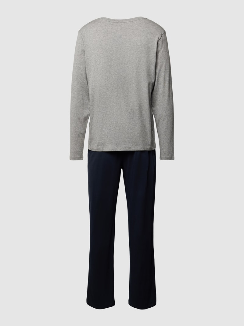 Pyjama mit Label-Print Modell 'MIX N MATCH' in mittelgrau meliert