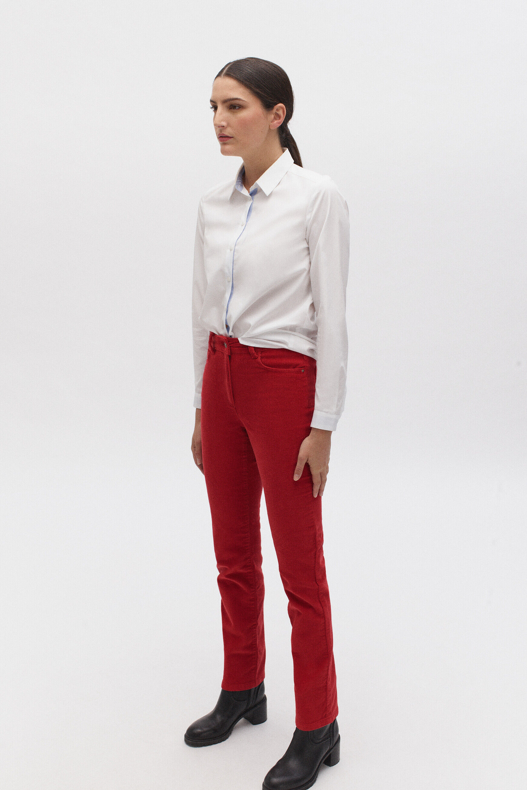 pantalon chicago velours rouge femme