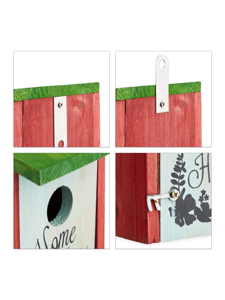 relaxdays Nistkasten in Rot-Grün - (B)12 x (H)21,5 x (T)15,2 cm günstig kaufen onesize