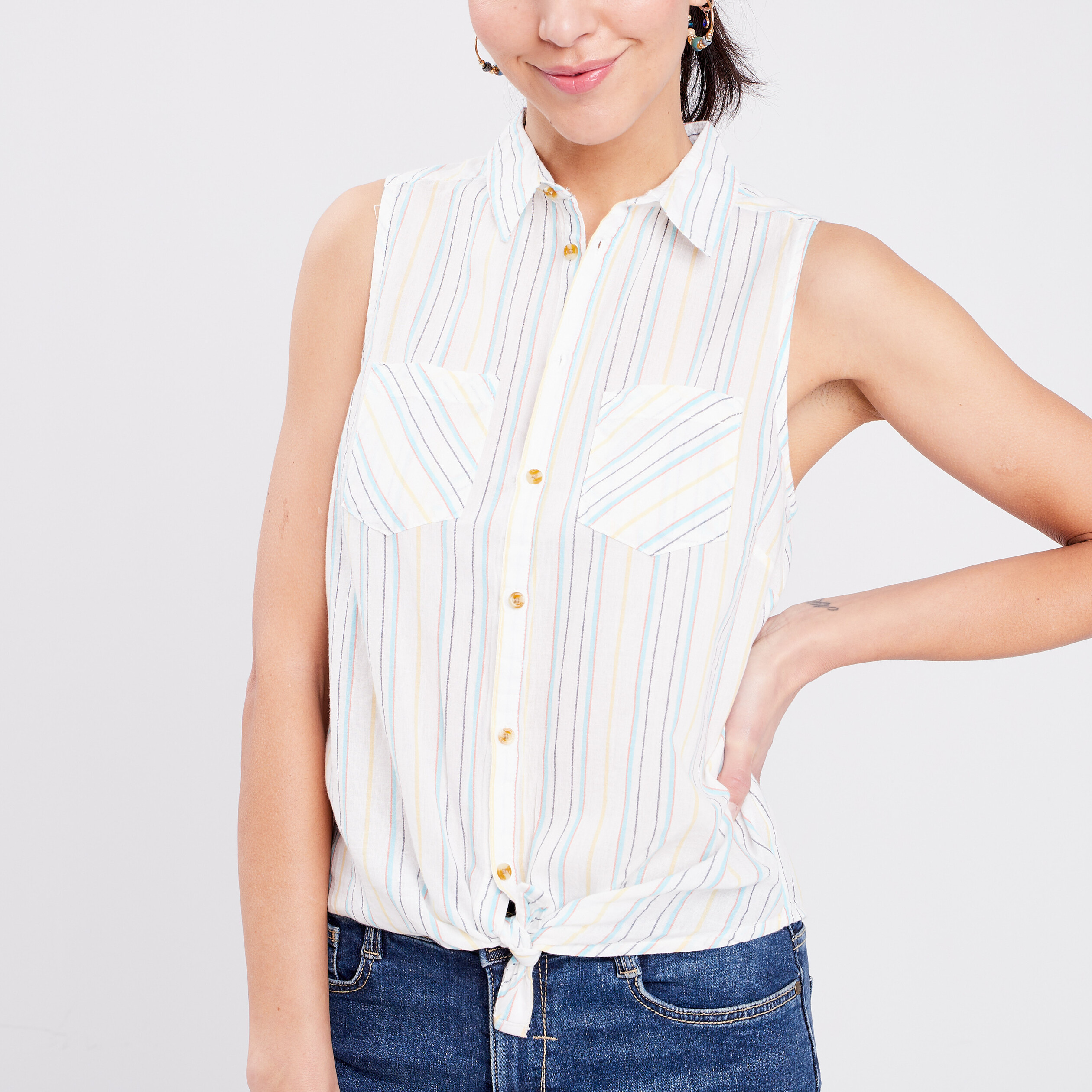 Chemise sans manches bleu femme | La Halle