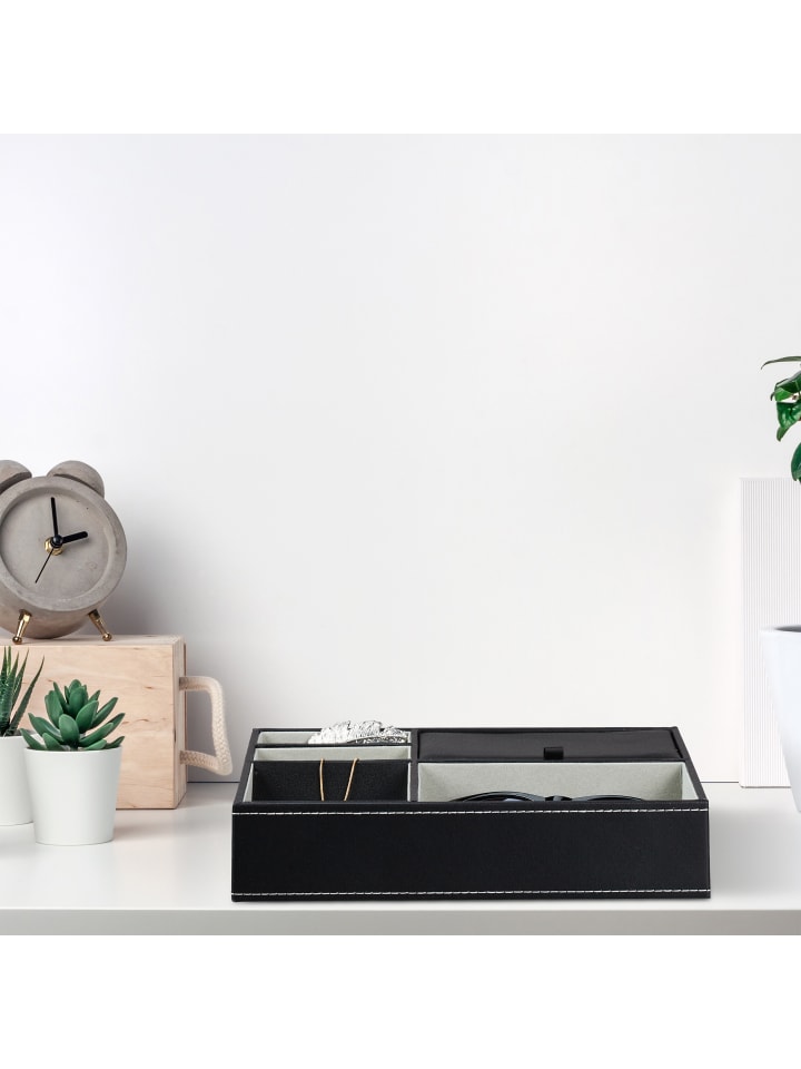 relaxdays Schmucktablett in Schwarz - (B)25,5 x (H)5 x (T)18,5 cm günstig kaufen onesize