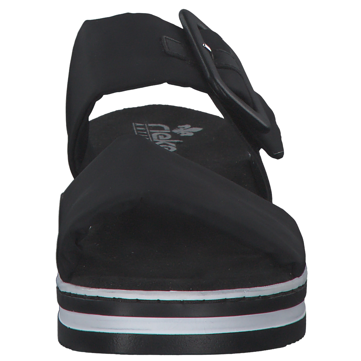 Rieker V0299, Plateau-Pantoletten, Damen, schwarz/schwarz