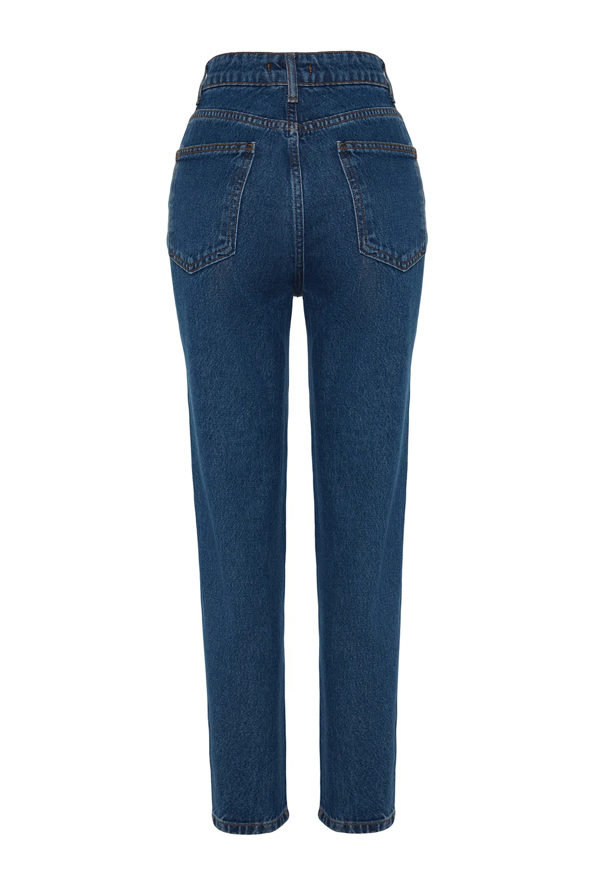 Trendyol Collection  Dunkelblaue Mom-Jeans mit hoher Taille und Knopfleiste vorne TWOAW24JE00071