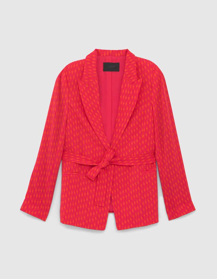 Veste de tailleur ceinturée imprimé fuschia femme
