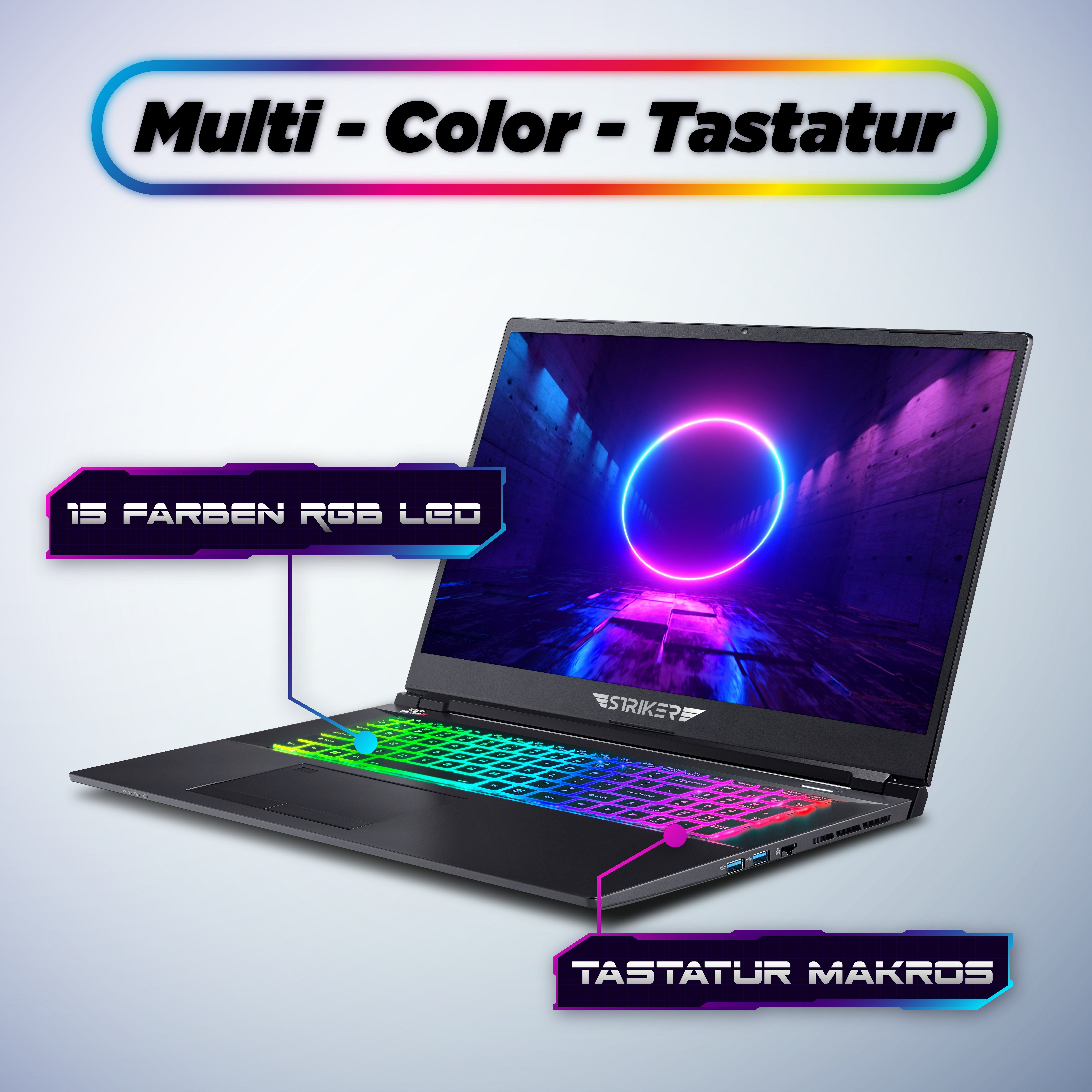 Hyrican Striker 1667 Gaming-Notebook (39,62 cm/15,6 Zoll, Intel Core i7 11800H, GeForce RTX 3080, 1000 GB SSD, Intel Core i7-11800H, 32 GB RAM, 240 Hz, ohne Betriebssystem)