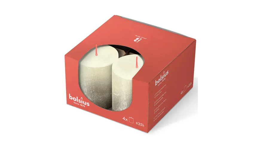bolsius Stumpenkerzen Sunset Weiche Perle + Champagner 8/6,8cm 4er Set Weiche Perle + Champagner
