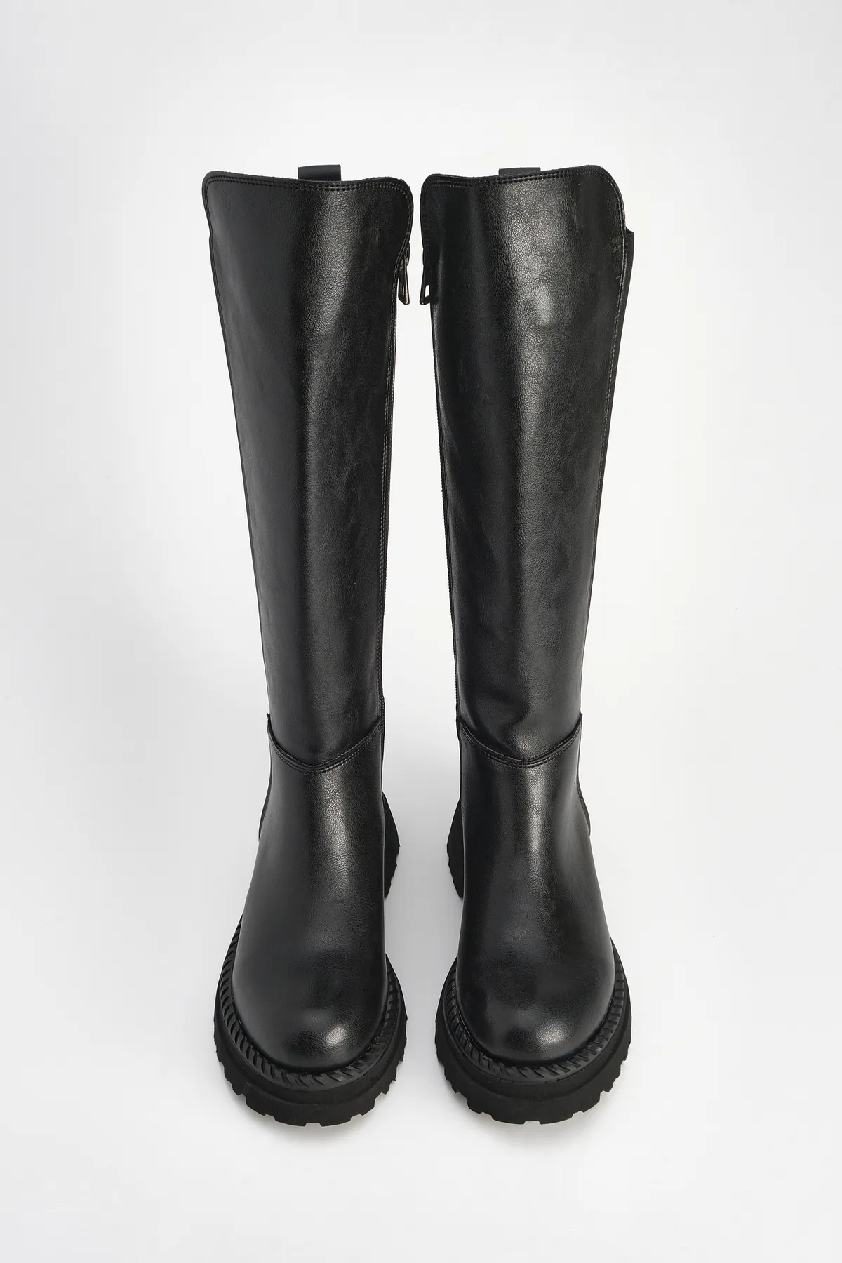 Marjin  Damen-Tagesstiefel mit elastischem Stretch über dem Knie Verilas Schwarz