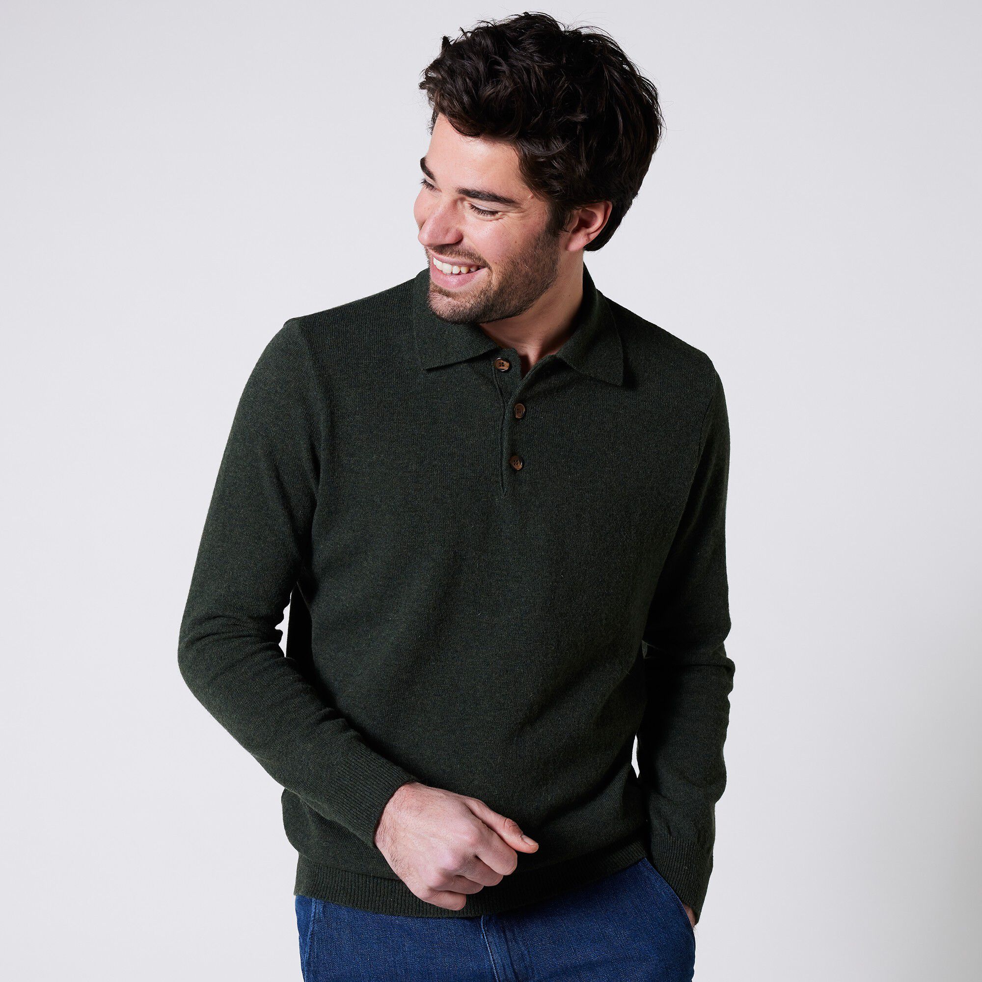 Pull col polo boutonné 80% laine