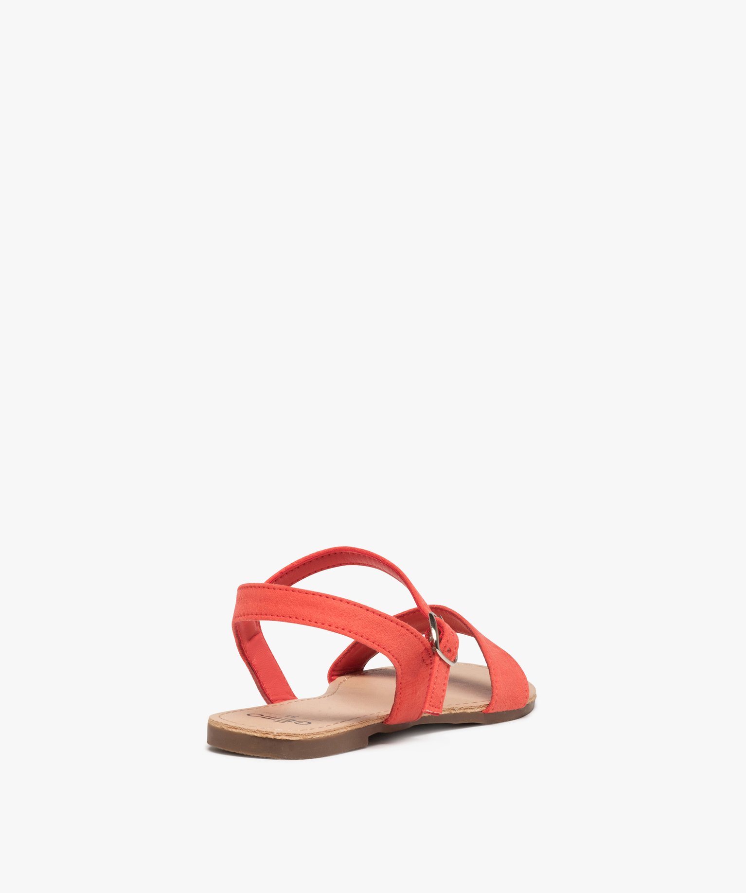 Sandales fille à brides en suédine unie rose | GEMO