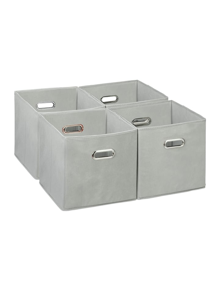 relaxdays 4 x Aufbewahrungsbox in Grau - (B)30 x (H)30 x (T)30 cm günstig kaufen onesize