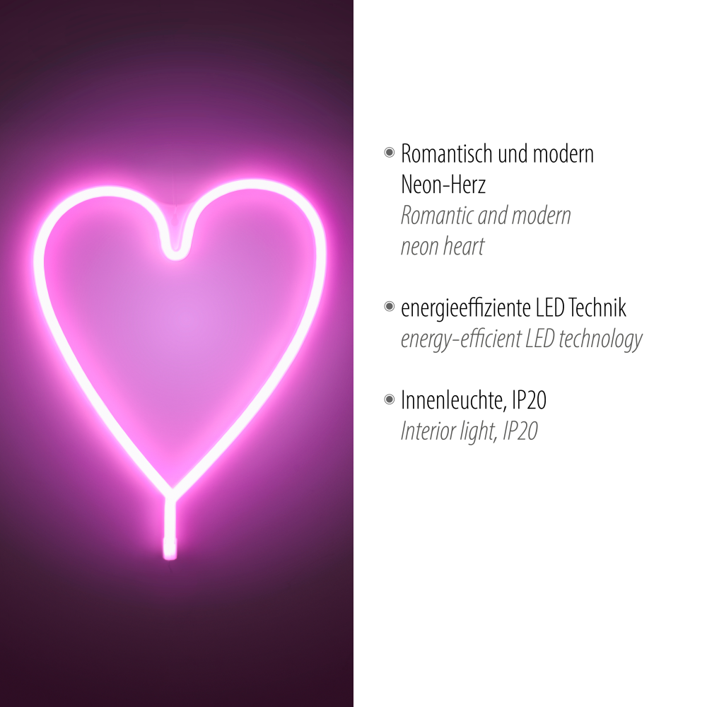 Neon-LED-Bild Neon-Herz pink