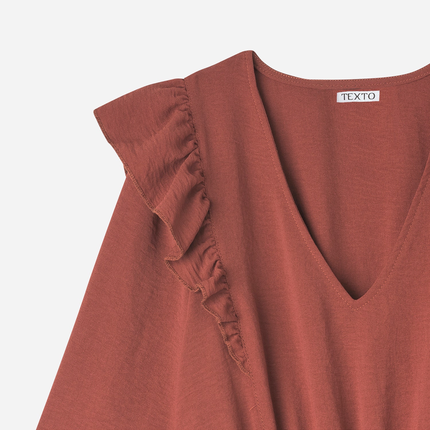 Robe TEXTO terracotta à volants