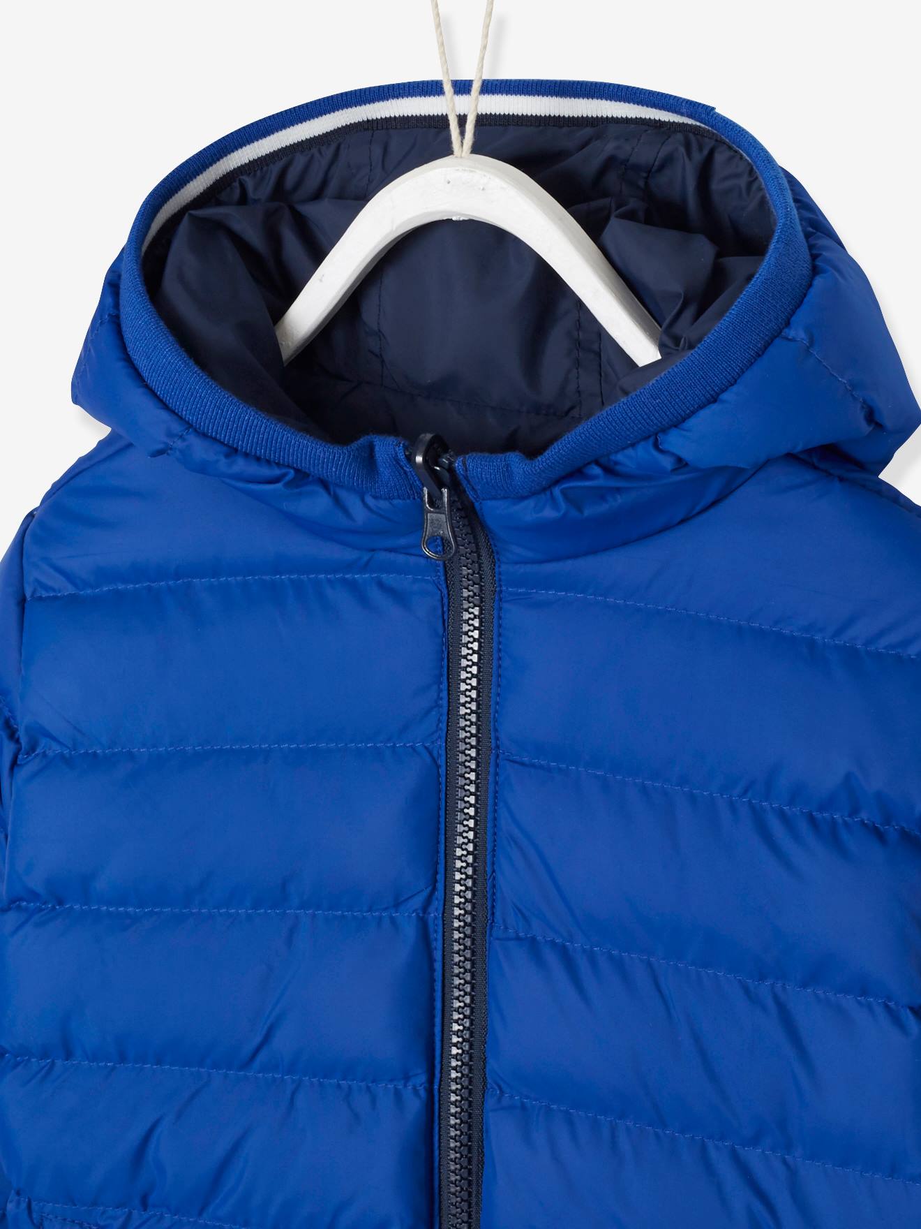 Blouson doudoune garçon réversible marine grisé