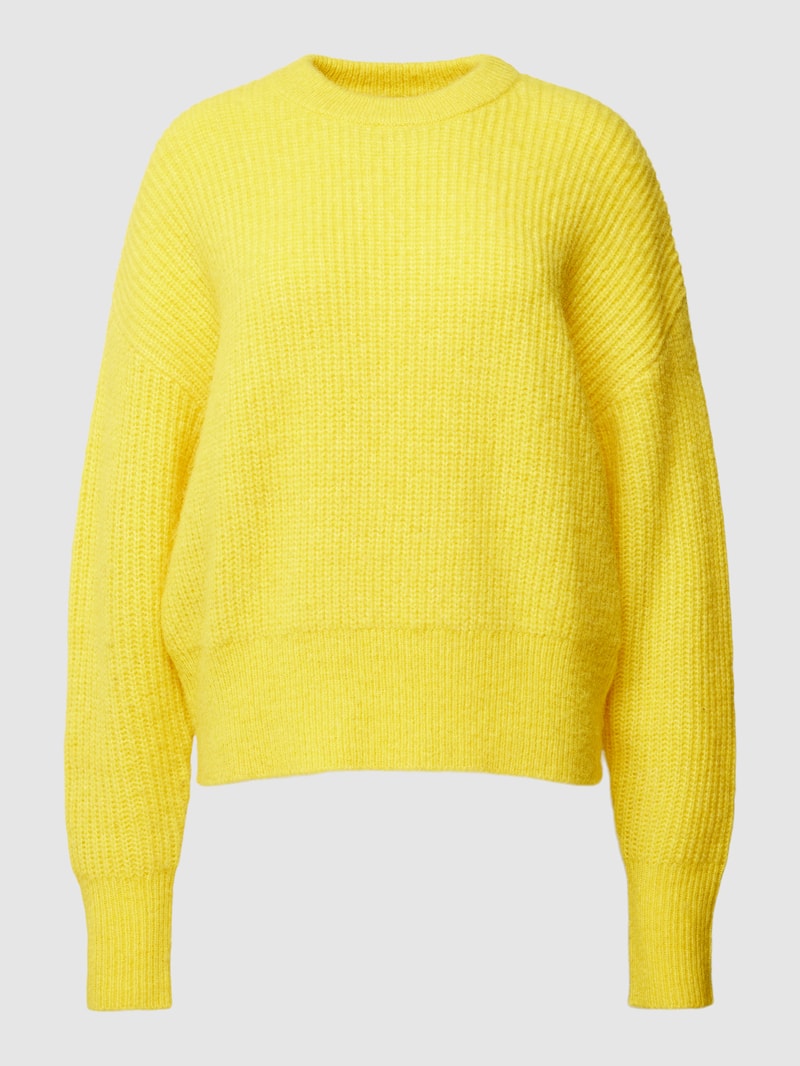 Strickpullover mit gerippten Abschlüssen in gelb