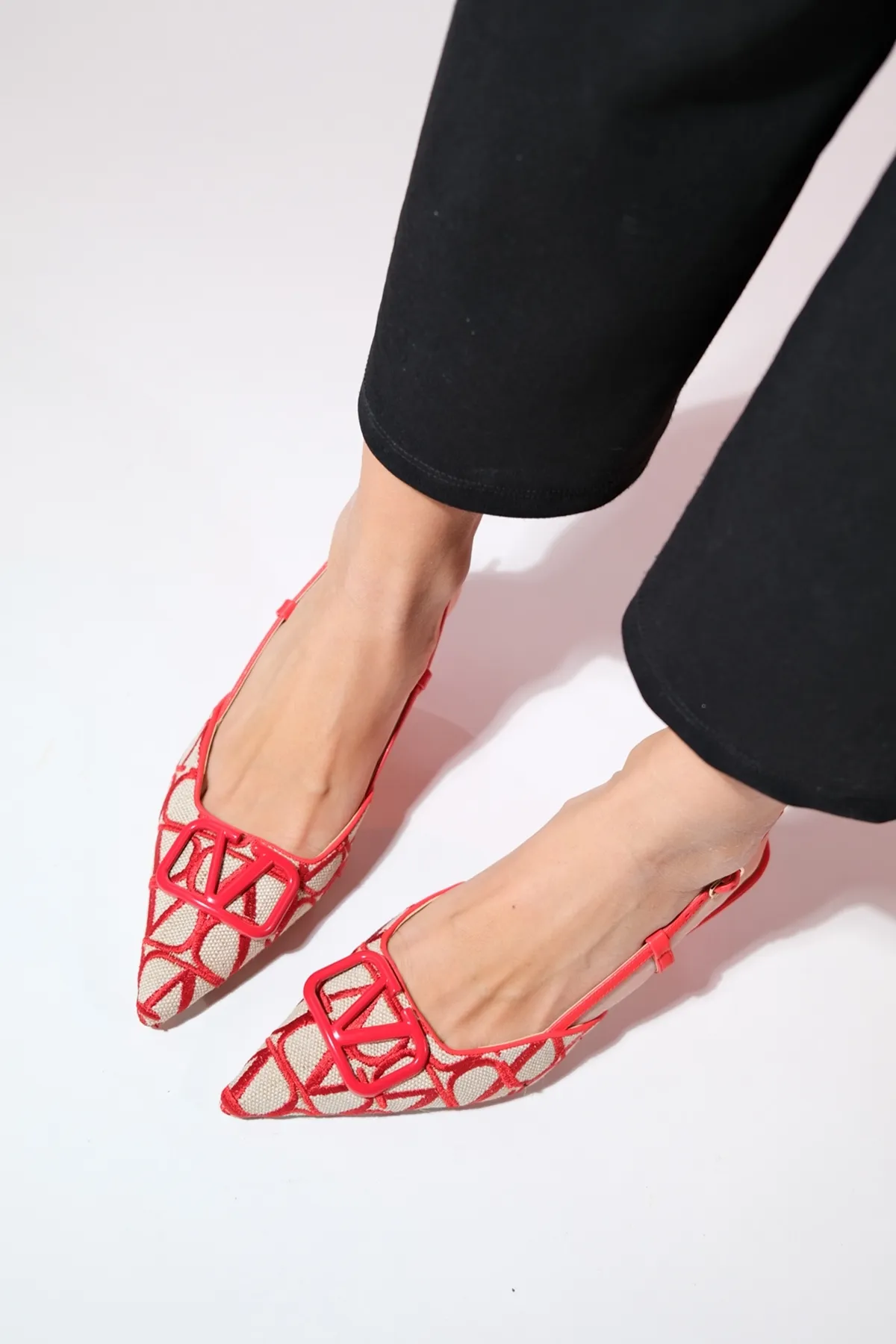 LuviShoes  BOİRO Rote Damenschuhe mit offenem Absatz