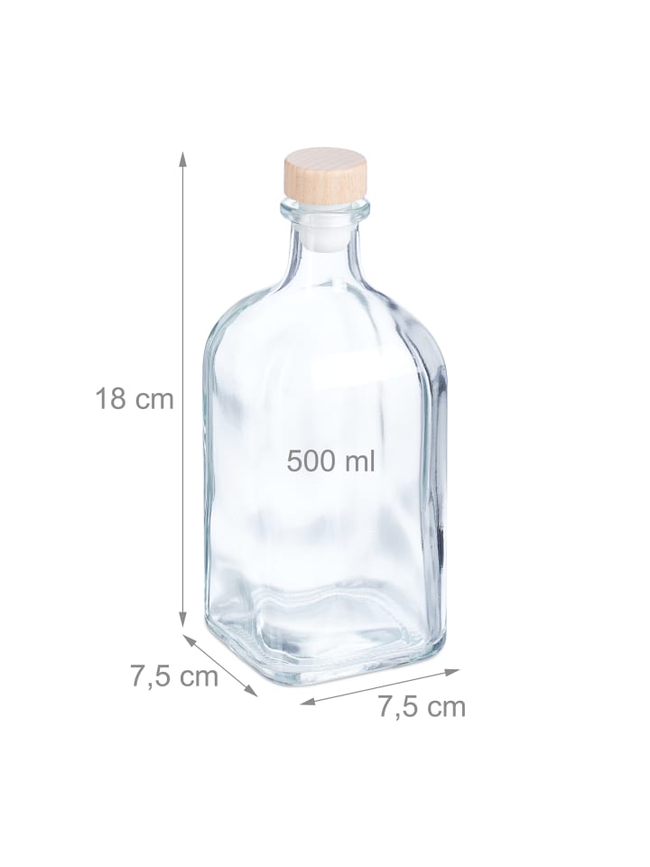 relaxdays 6 x Flasche in Transparent - 500 ml günstig kaufen onesize