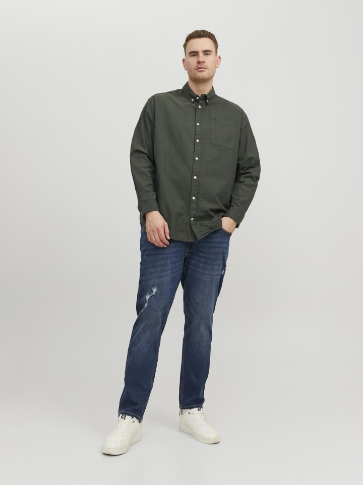 JACK & JONES PLUS Freizeithemd in Forest Night günstig kaufen