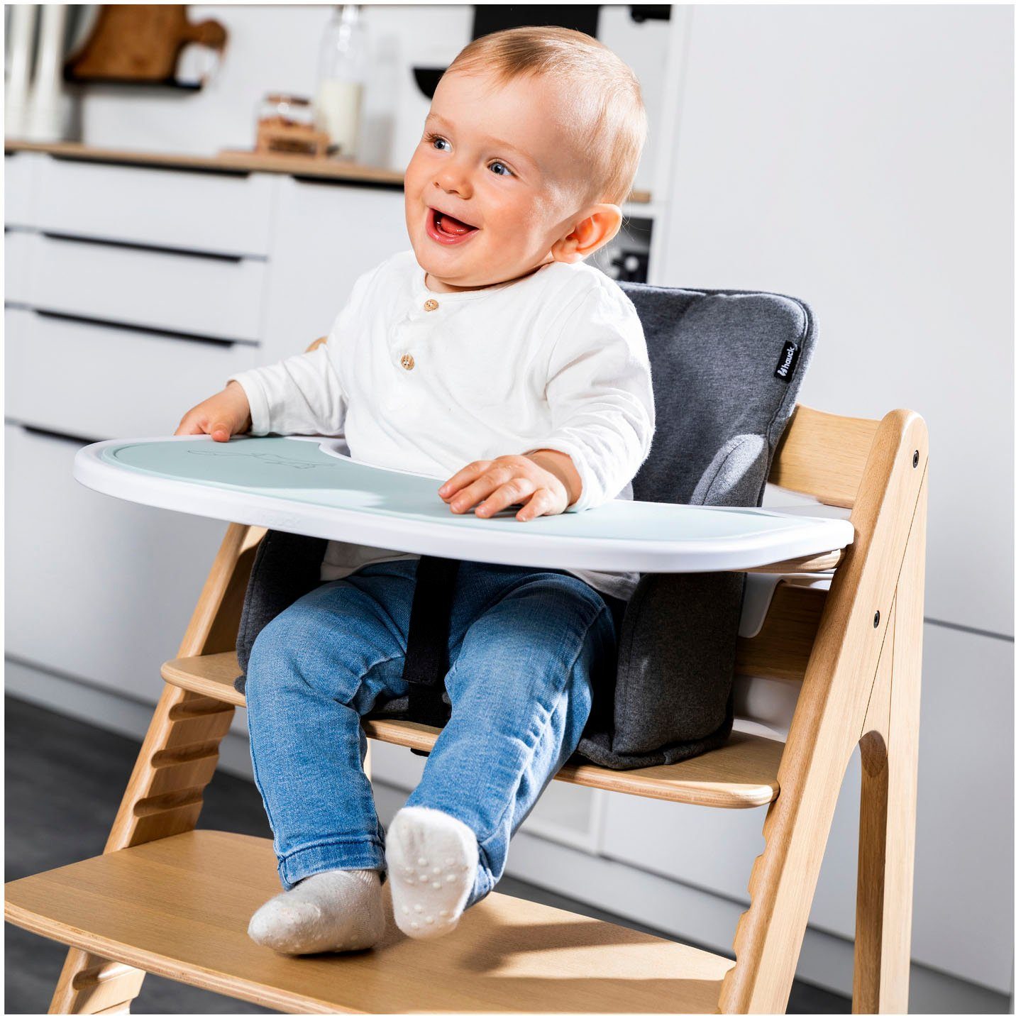 Hauck Hochstuhltablett Arketa Click Tray, White, Kunststoff, aus recyceltem Material
