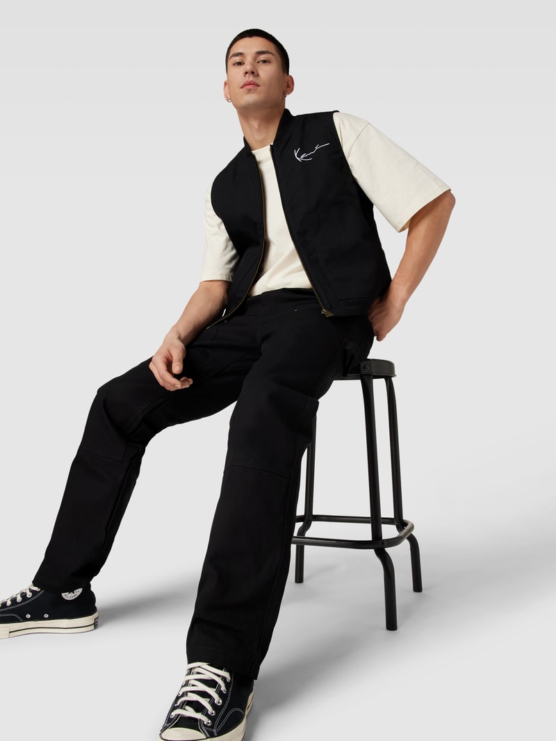Stoffhose mit Label-Details Modell 'Woven' in black