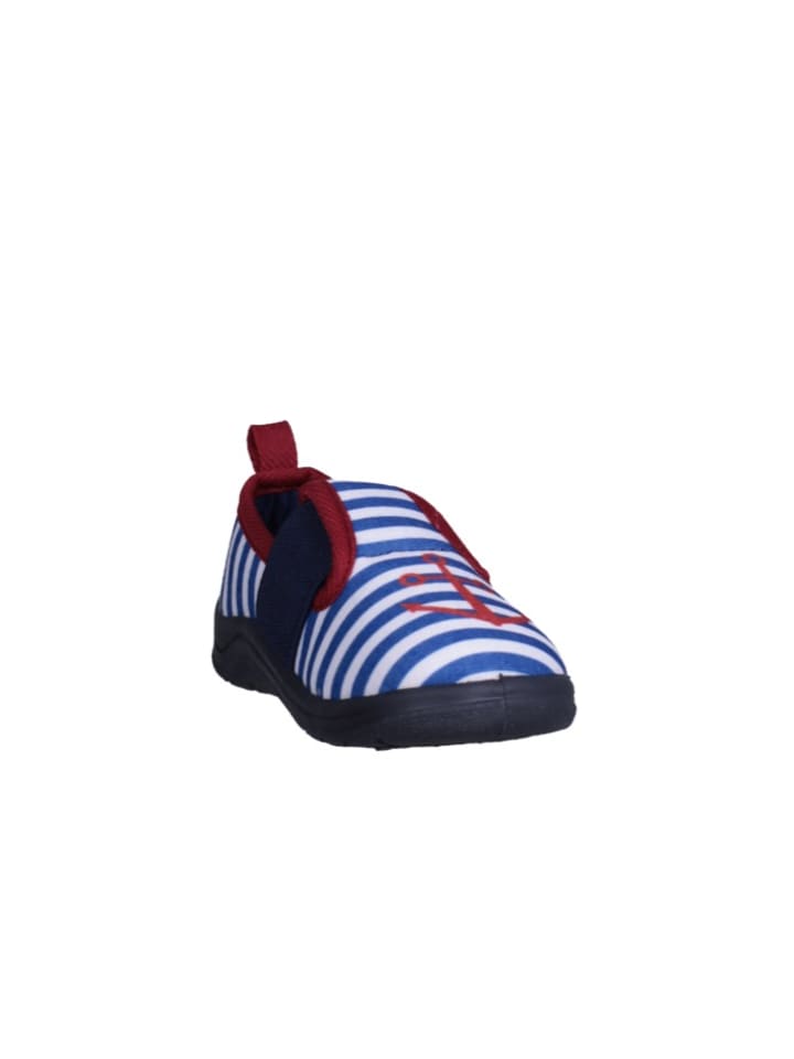 Playshoes Hausschuh maritim in Marine/weiß günstig kaufen