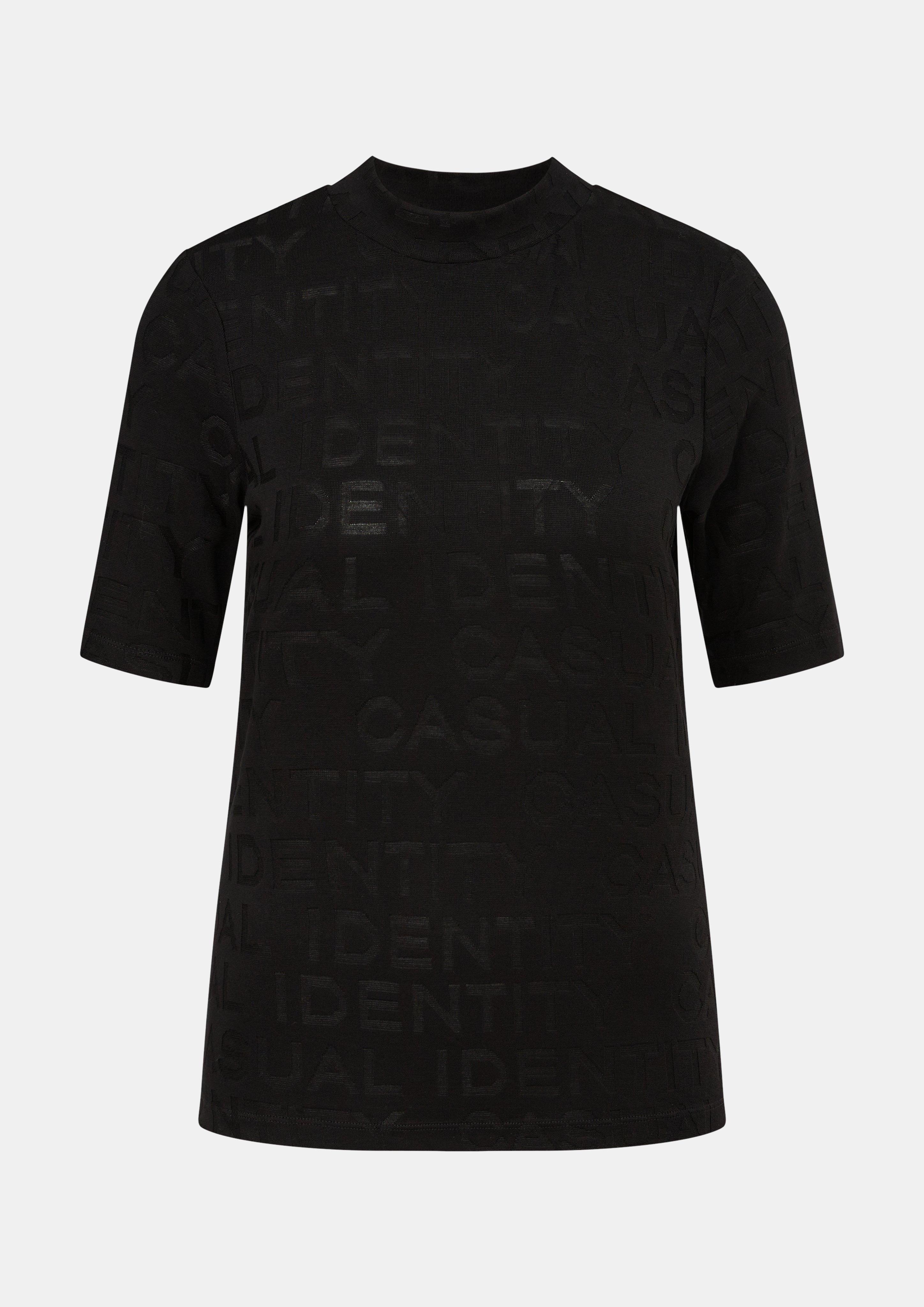 Jacquard-Shirt aus Viskosemix - schwarz