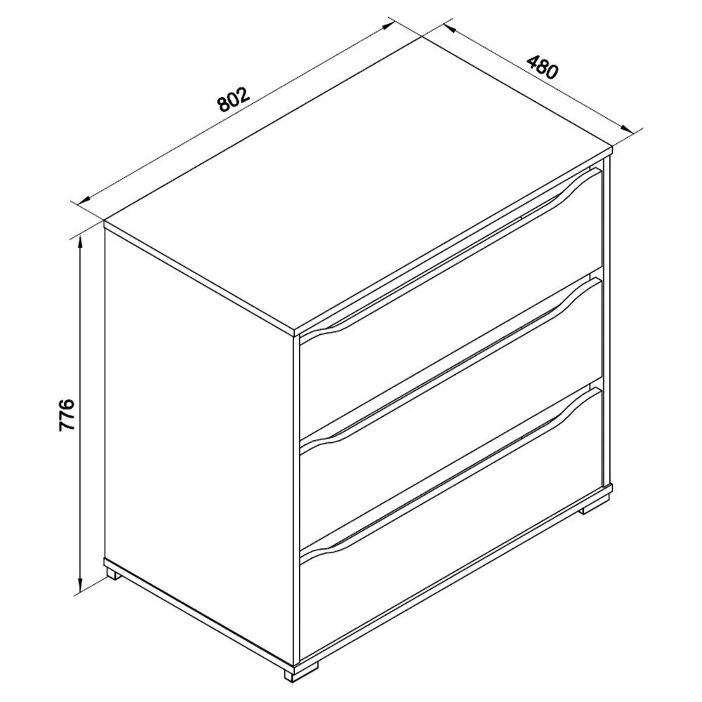 Vicco Kommode Sideboard Mehrzweckschrank RUBEN 80 cm Weiß