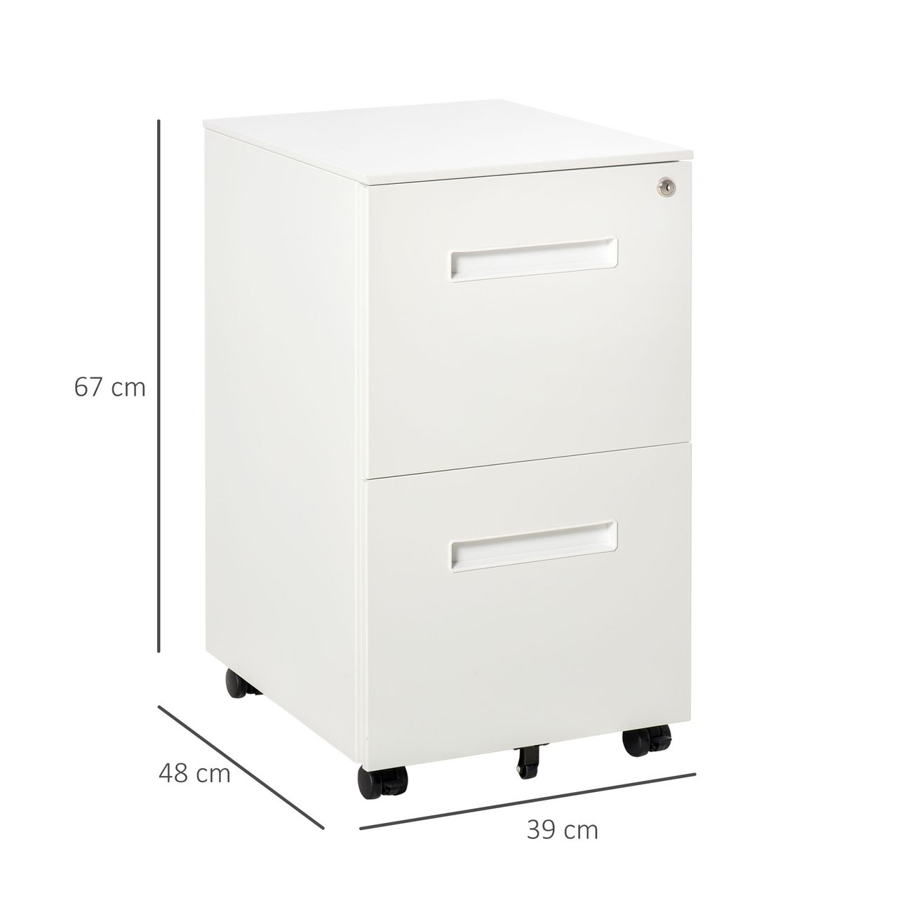 Vinsetto Rollcontainer Aktenschrank mit 2 Schubladen Abschließbarer Rollschrank