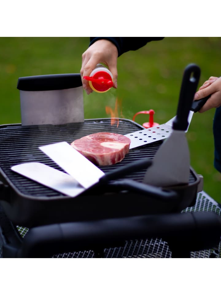 Intirilife 9-teiliges Grillbesteck Set Edelstahl in Silber - Schwarz günstig kaufen onesize