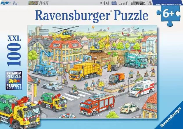 Kinderpuzzle ab 6 Jahren - Fahrzeuge in der Stadt - 100 Teile