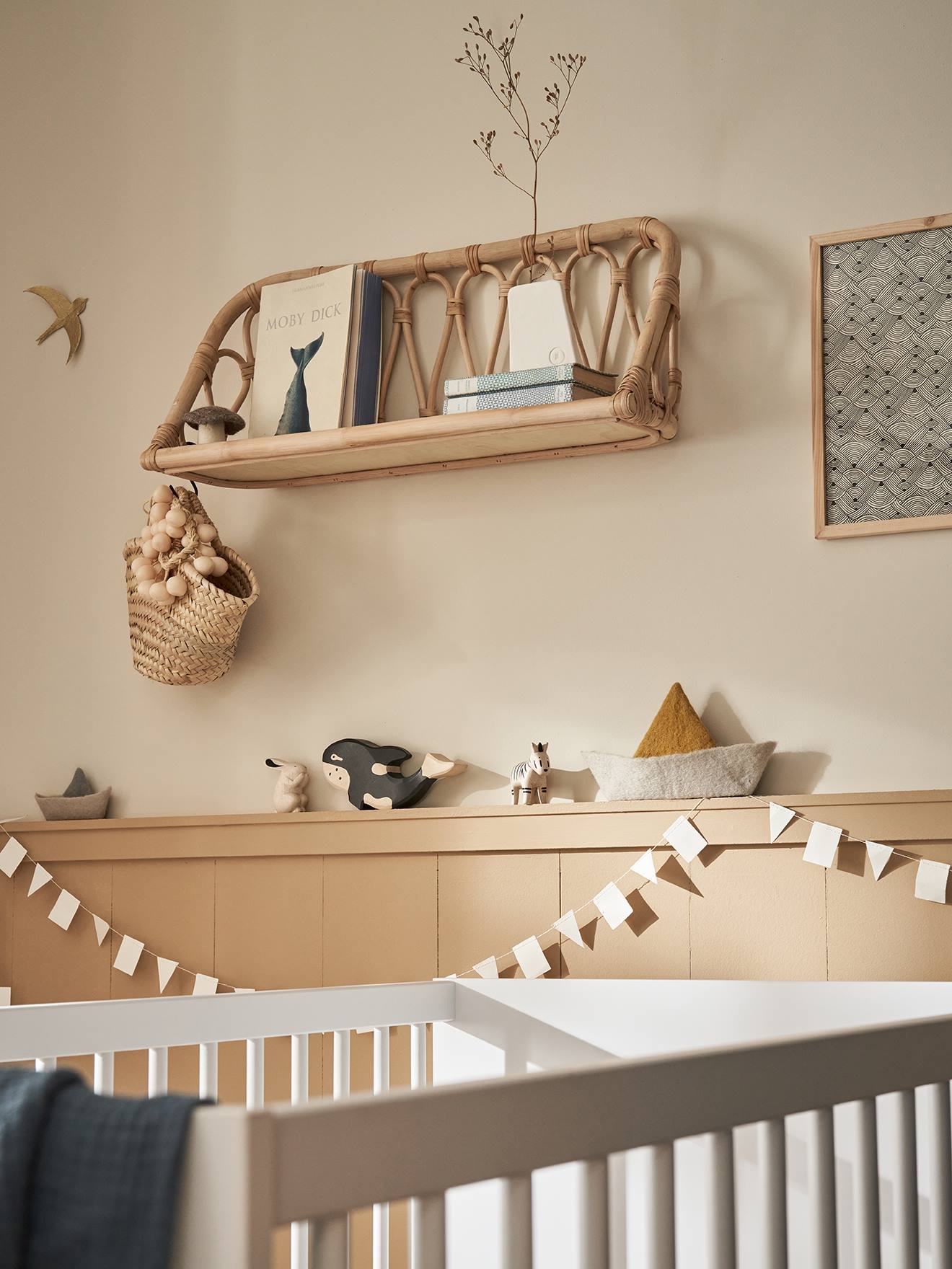 Vertbaudet Kinderzimmer Wandregal aus Rattan - natur
