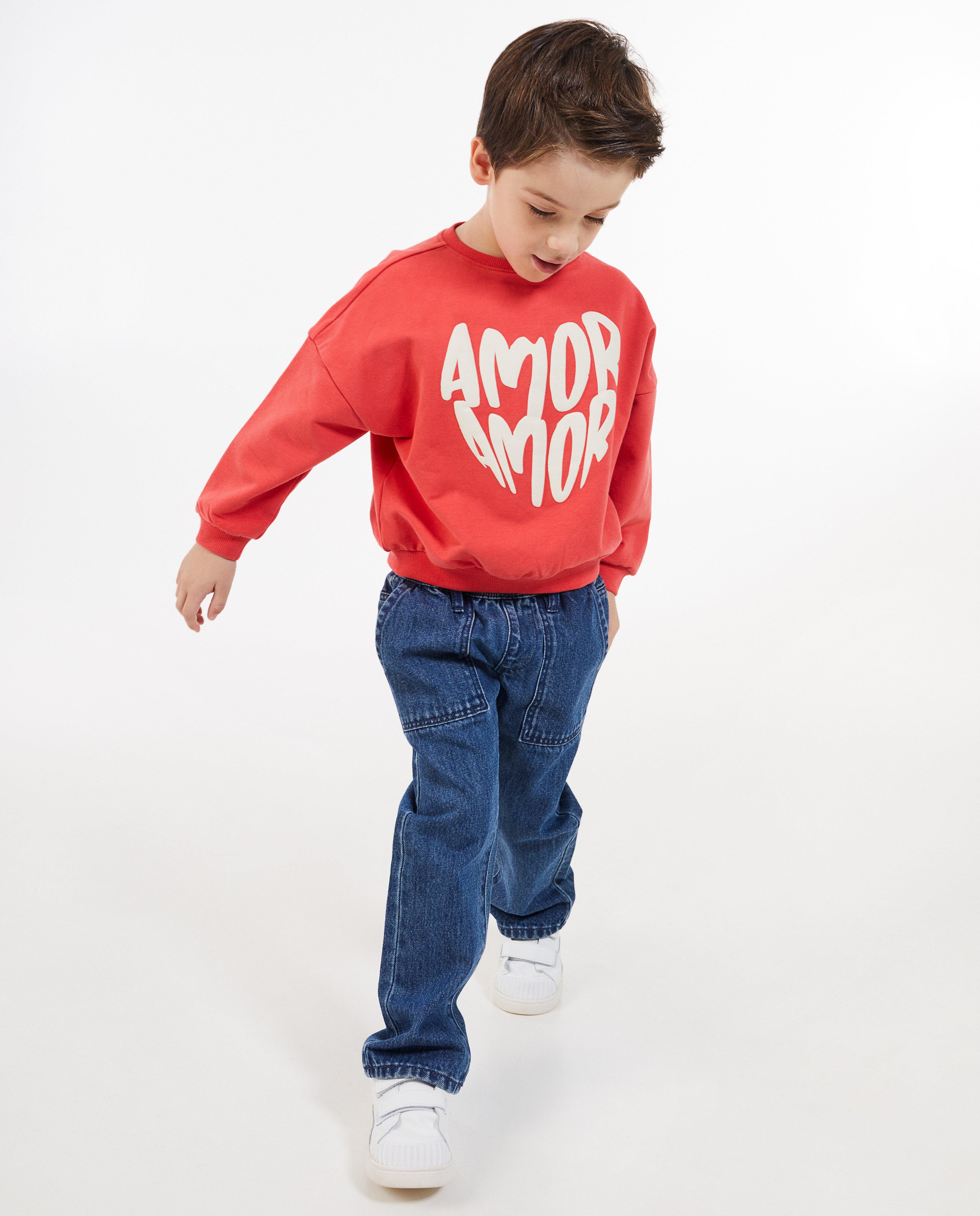K3 Pulóver K3 De 3 Biggetjes felirattal, unisex világospiros