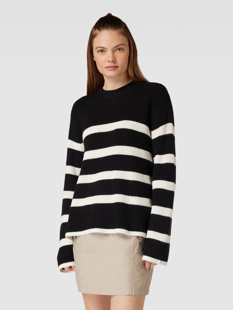Strickpullover mit Streifenmuster Modell 'SABINA' in black