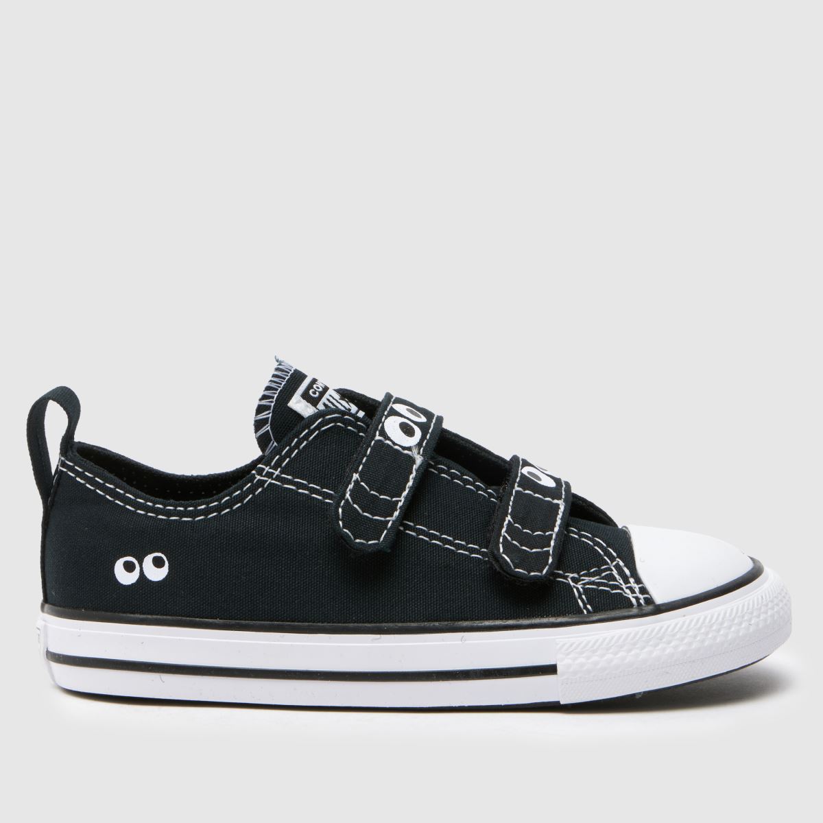 Converse svarta och vita All Star 2v låga ögon småbarnssneakers