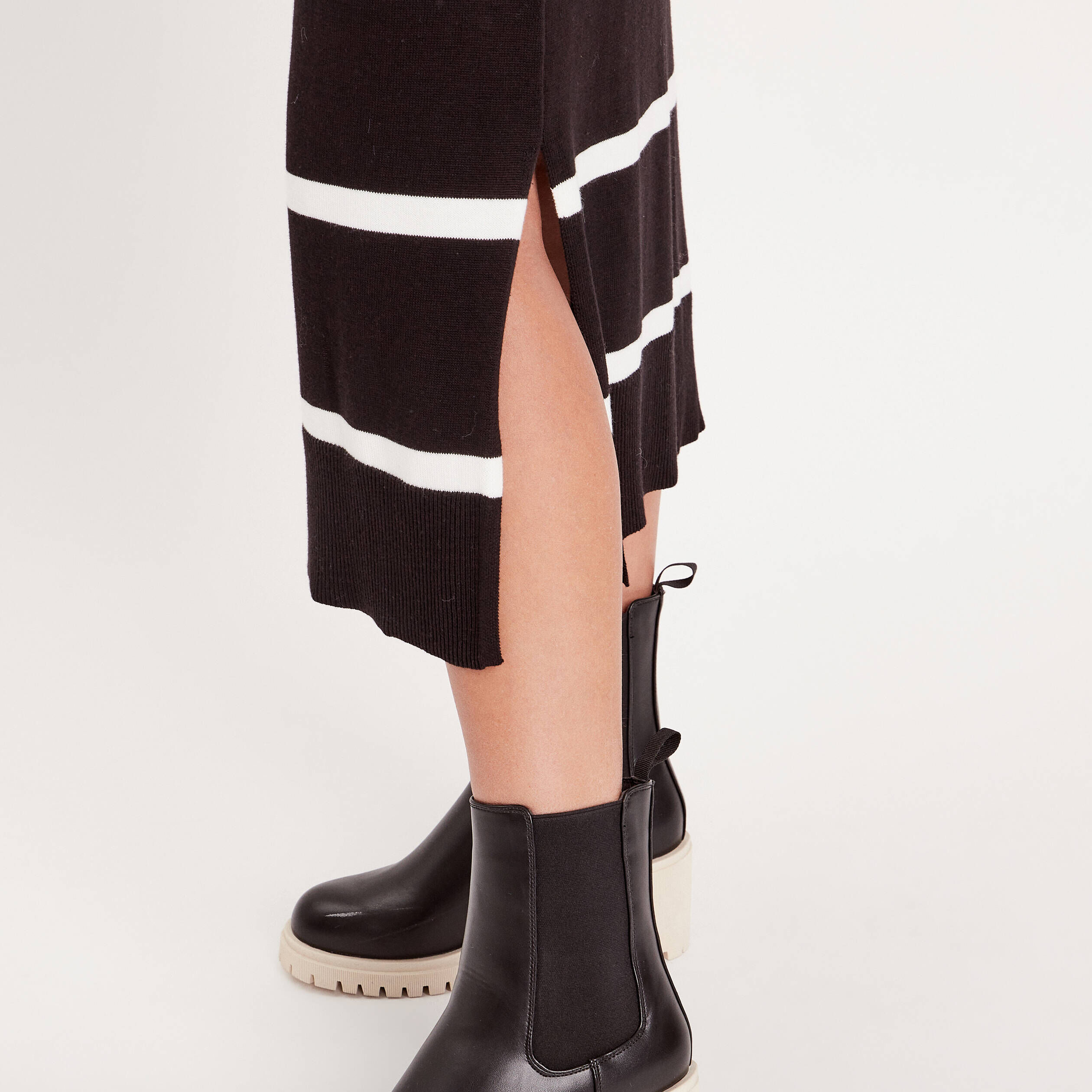 Robe pull longue col roulé noir femme | Cache Cache