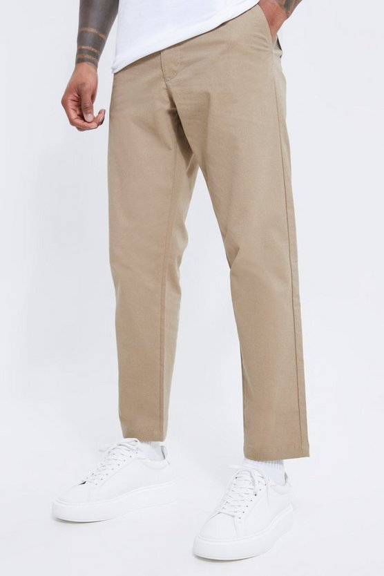 Kurze strukturierte Slim-Fit Chino-Hose