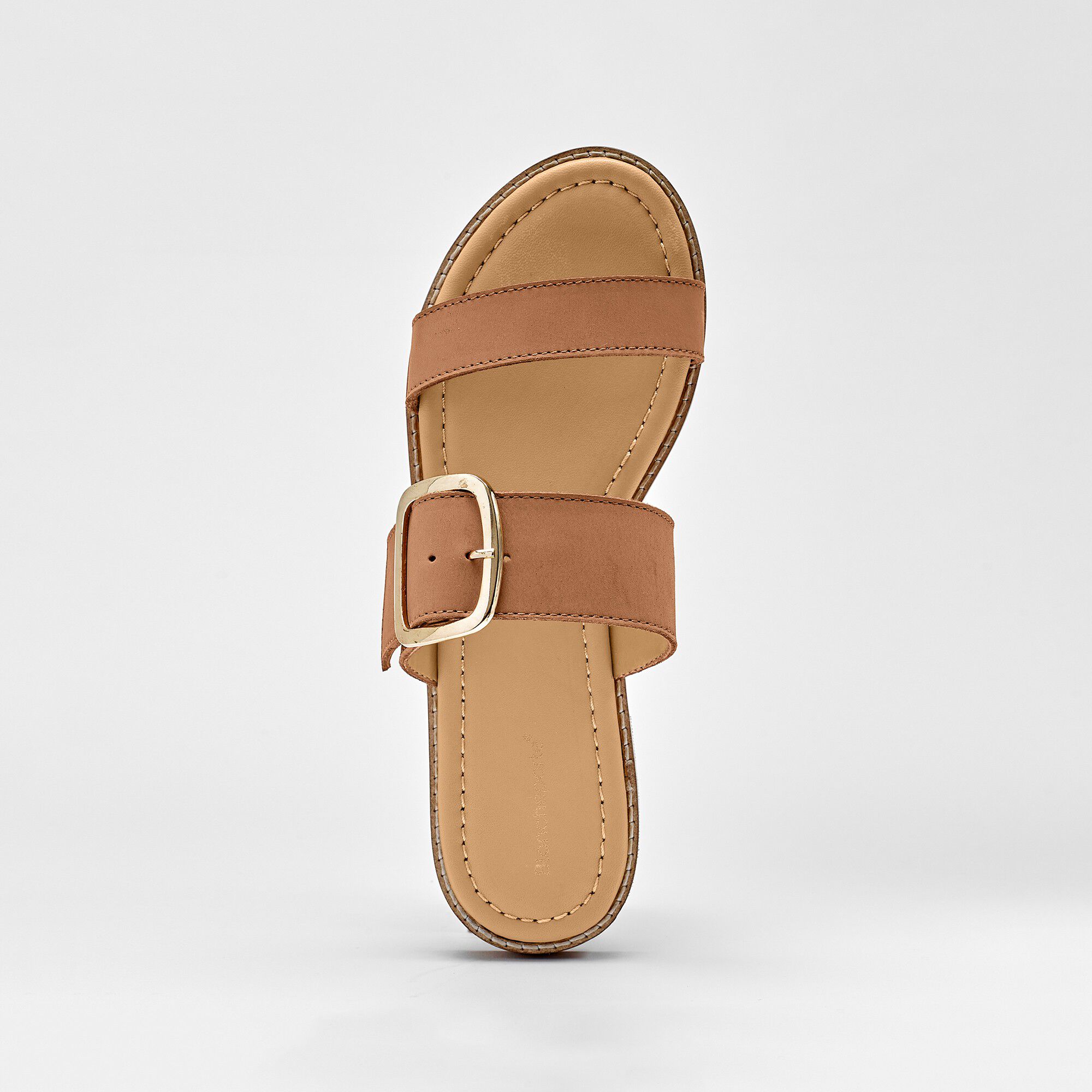 Mules plates éco-conçues en cuir naturel à boucle