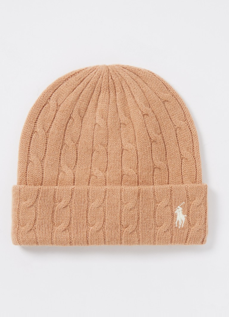 Ralph Lauren  Kabelgebreide muts in kasjmierblend met logoborduring