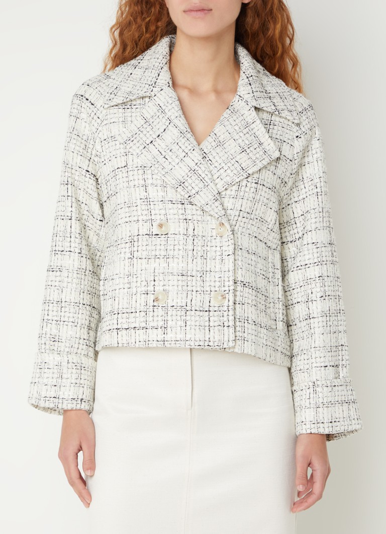 Jacheta scurtă cu două rânduri de nasturi, cu aspect de tweed, de la Aaiko Meggy.