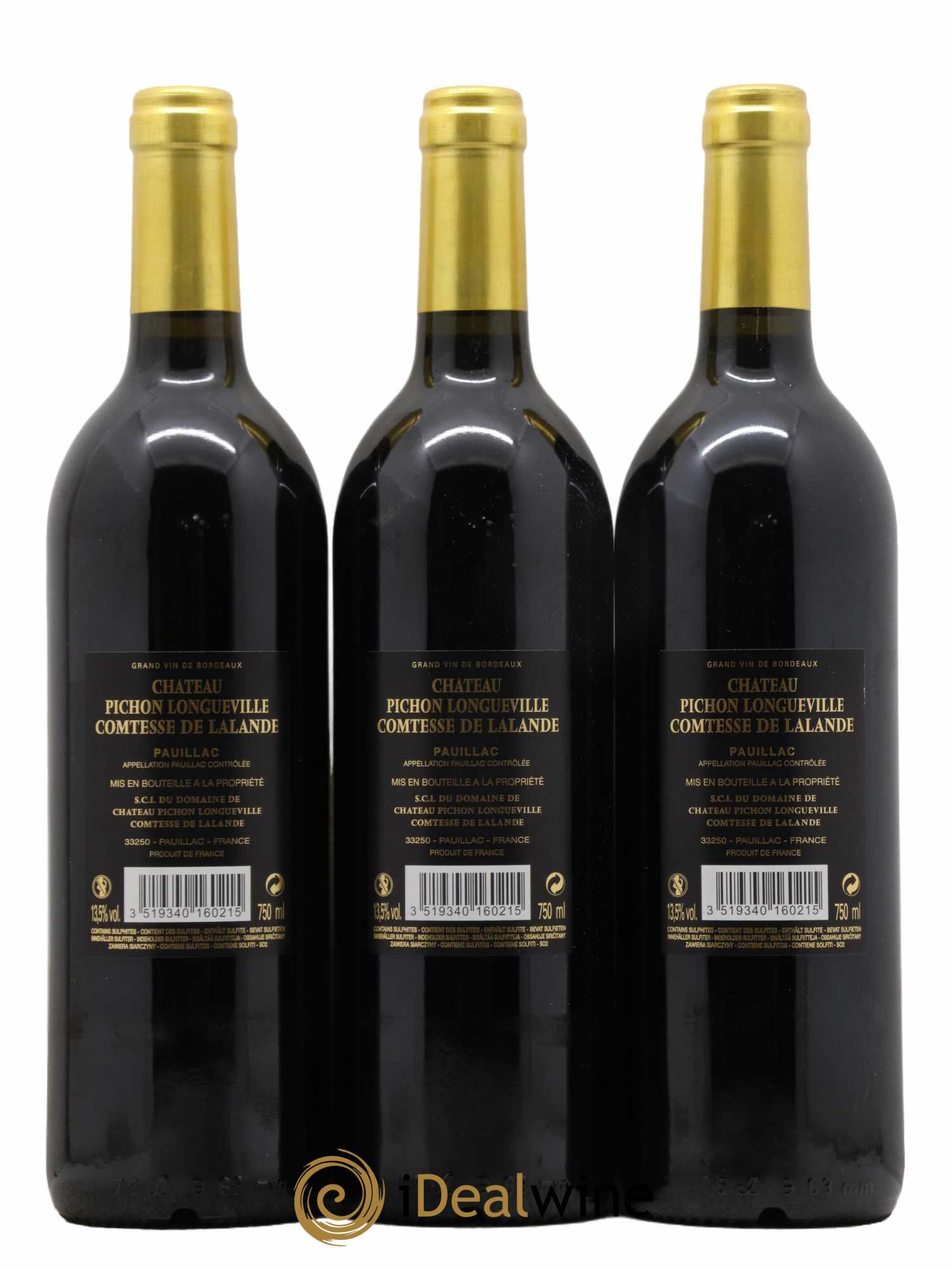 Château Pichon Longueville Comtesse de Lalande 2ème Grand Cru Classé  2016 - Lot de 3 Bouteilles