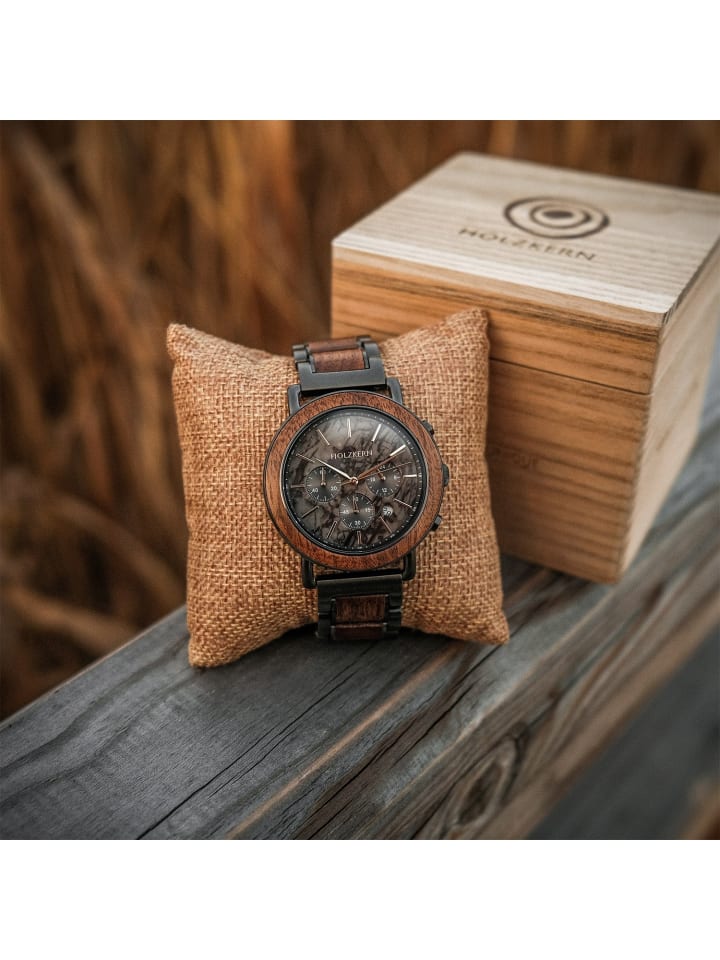 Holzkern Herrenuhr Quarz Chronograph Askja Walnuss/Marmor Anthrazit günstig kaufen onesize