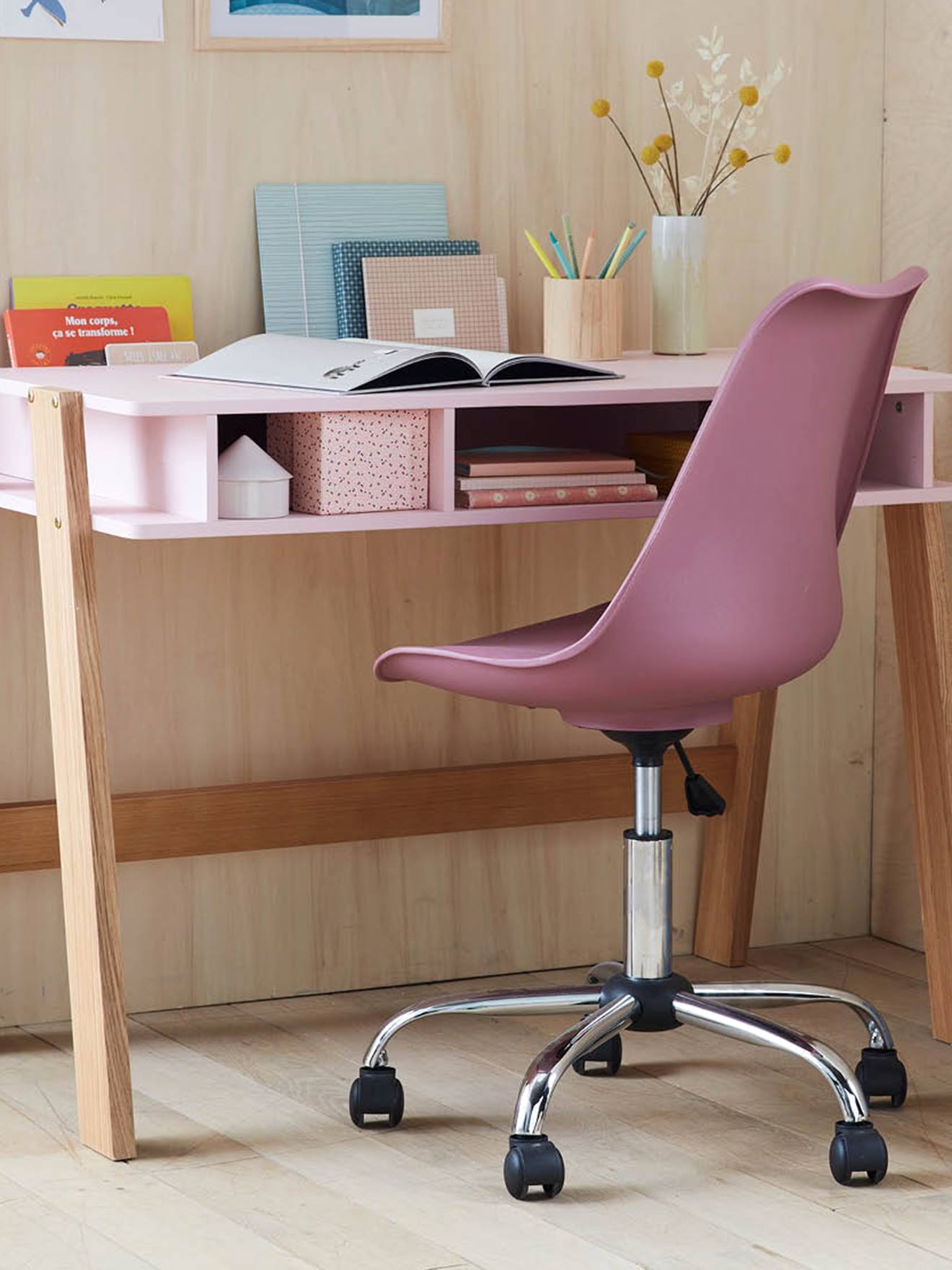 Vertbaudet Kinder Schreibtischstuhl, modernes Design, höhenverstellbar - senfgelb