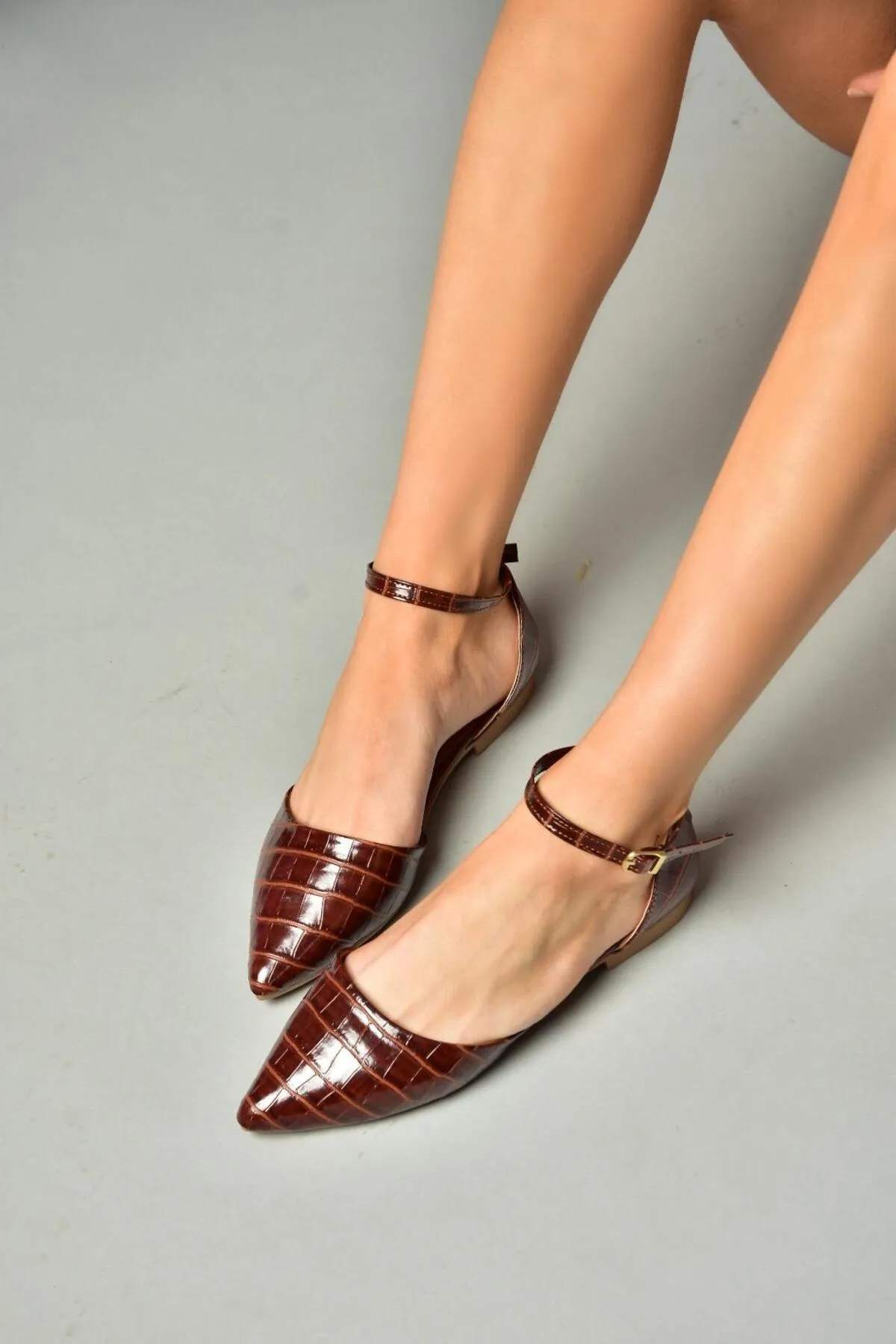 Fox Shoes  S726299611 Hellbraune Ballerinas mit Krokodil-Print für Damen