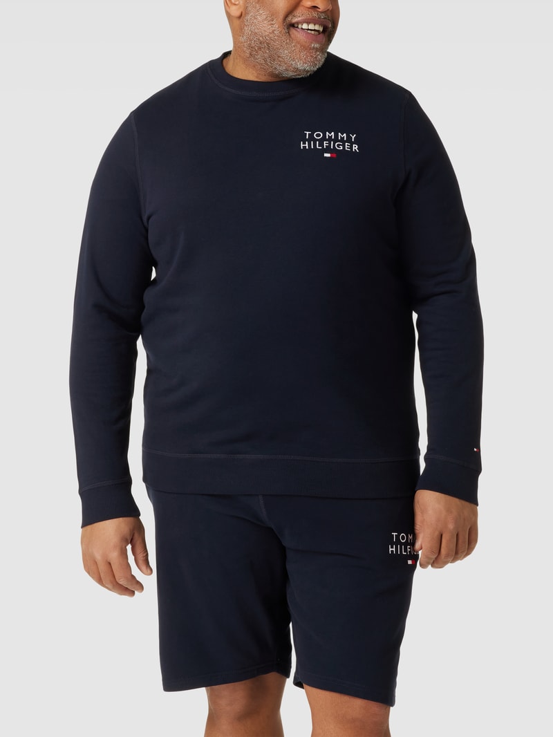 PLUS SIZE Sweatshirt mit Label-Stitchings Modell 'TRACK TOP' in marineblau