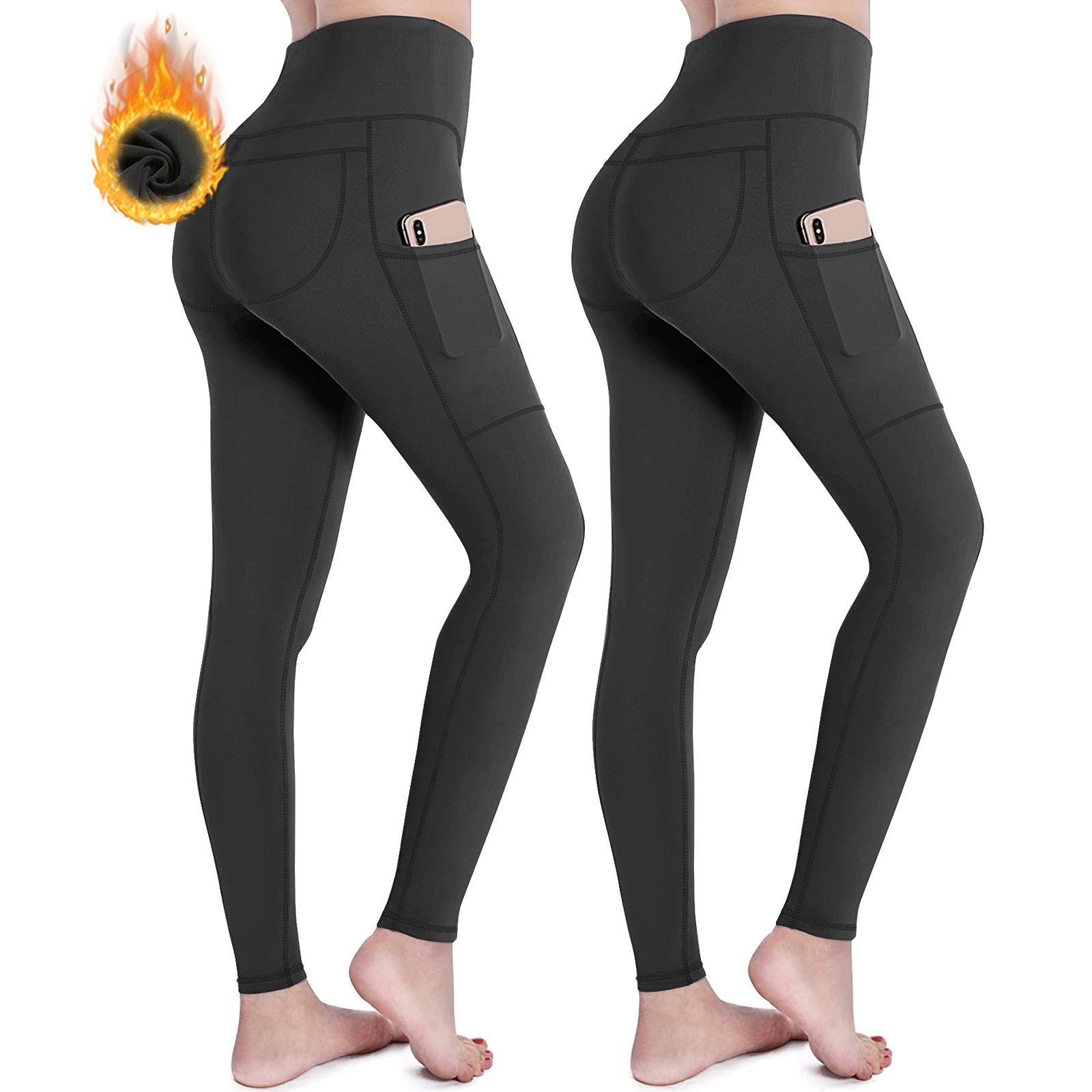 MEETYOO Funktionshose Damen Funktionshose Base Layer Sport Leggings (Trainingshosen Outdoorhosen Thermoleggings, Winter Sport, Yoga, Running, Hose) Push Up