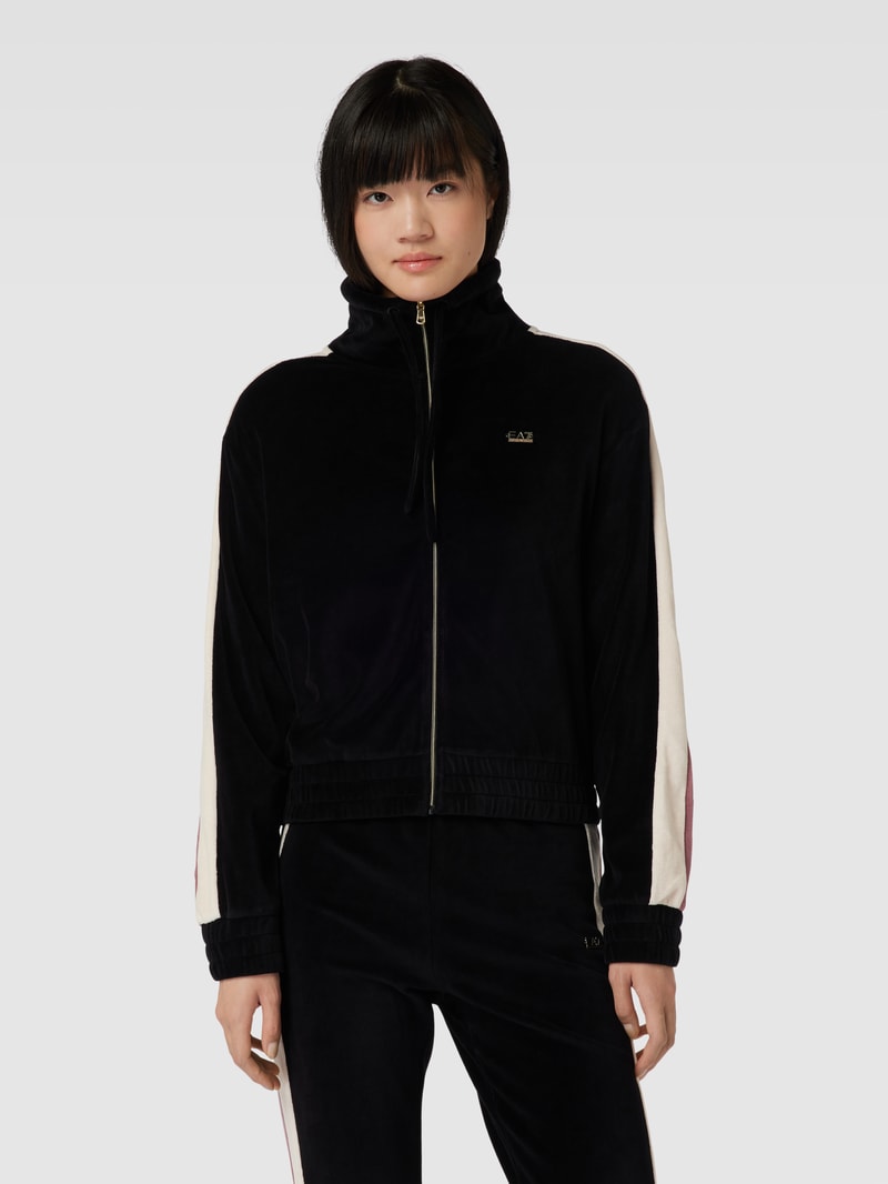 Sweatjacke mit Label-Detail Modell 'TRAIN' in schwarz