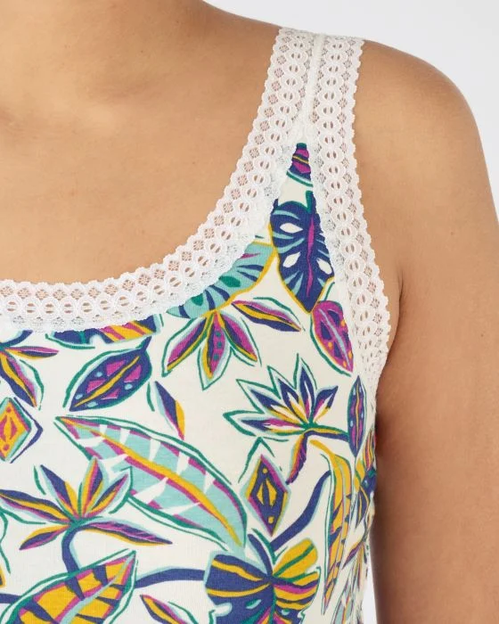 Débardeur Essential en coton extensible, orné de dentelle