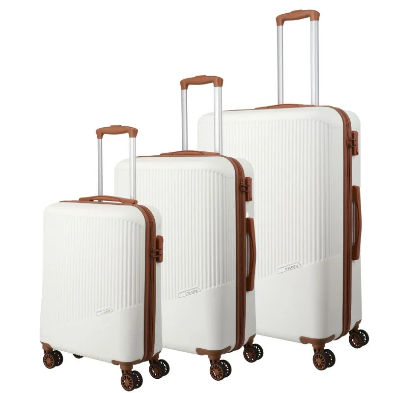 Travelite BALI Kofferset mit 4 Rollen Gr. L\/M\/S - Weiss\/Cognac
